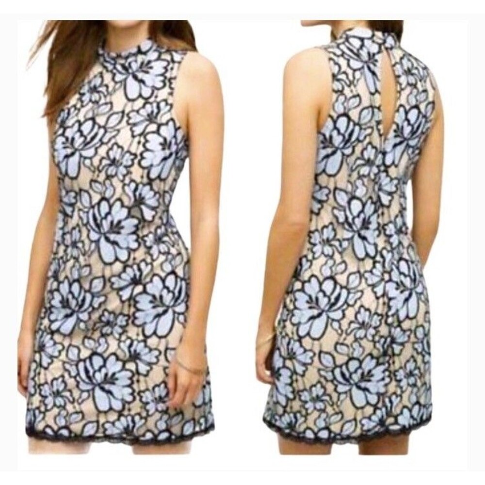 Plenty by Tracy Reese Lin Lace blue floral lace overlay dress size 6